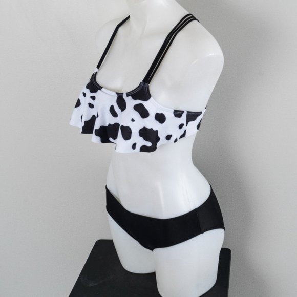 NWT girls cow print ruffle bikini - Picture 7 of 11